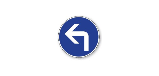 Panneau Obligation - Direction à Gauche- B21c1 Vinyle Souple Autocollant 200 mm