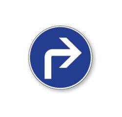 Panneau Obligation - Direction à droite - B21c2 Vinyle Souple Autocollant 200 mm
