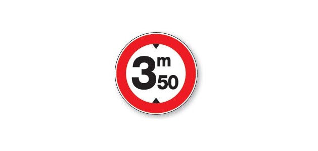 Panneau - Accès Interdit aux véhicules > 3,50m - Vinyle Vinyle Souple Autocollant 200 mm