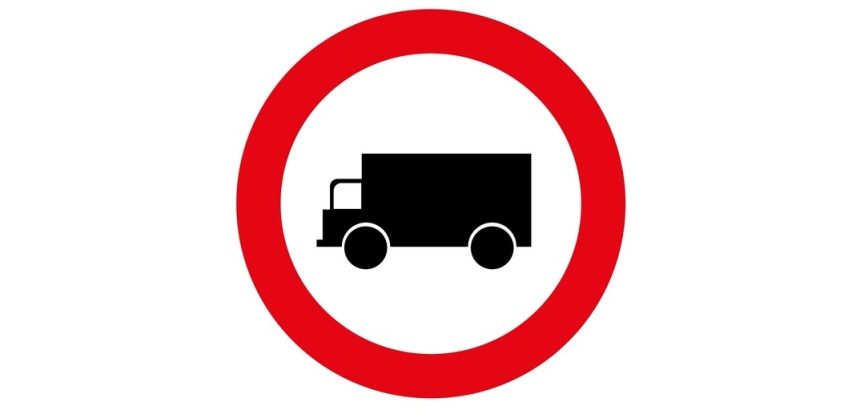 Panneau - Accès interdit véhicules transport marchandise Vinyle Souple Autocollant 200 mm