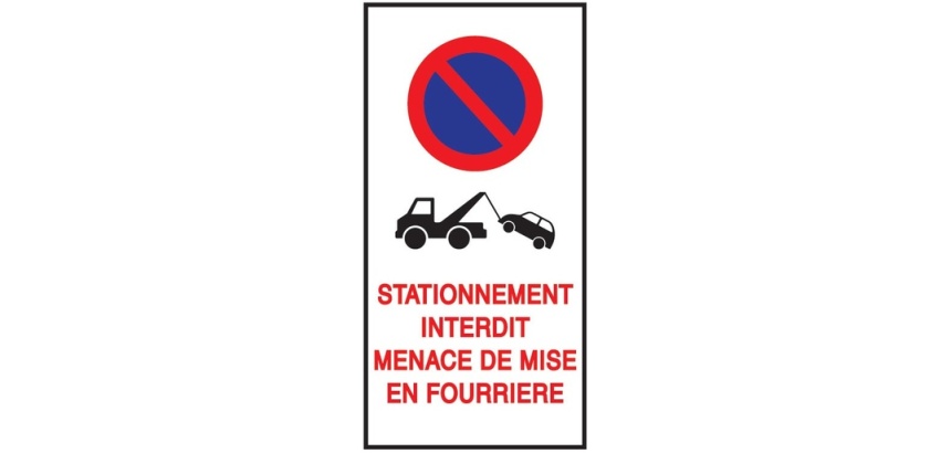 Autocollant - Stationnement Interdit - Mise en Fourrière - 20 ex