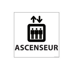 Panneau ASCENSEUR - fond blanc 250 x 250 mm