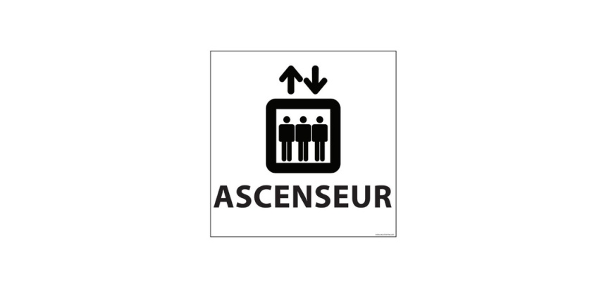 Panneau d Information - Pictogramme Ascenseur - 250 x 250 mm PVC 2 mm