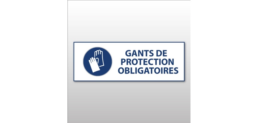 Panneau EPI - Gants protection obligatoires - M009 - ISO 7010 297 x 105 mm PVC 2 mm