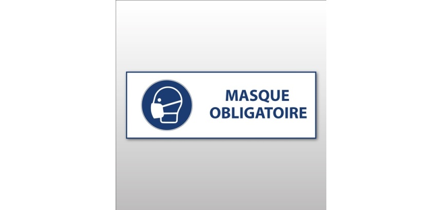 Signalétique EPI - Port du masque obligatoire - ISO 7010 450 x 150 mm Vinyle Souple Autocollant