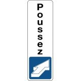 Panneau d'information - Pictogramme Poussez - Fixation adhésive 250 x 80 mm Argent