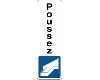 Panneau d'information - Pictogramme Poussez - Fixation adhésive 150 x 47 mm Argent