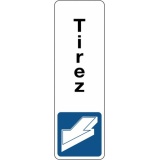 Panneau « Tirez » adhésif pour porte vitrée | Alu 250 x 80 mm Argent