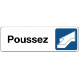 Panneau “Poussez” Alu brossé 250 x 80 mm Argent