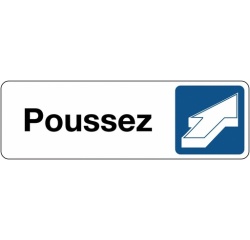 Panneau “Poussez” Polypropylène 150 x 47 mm Blanc