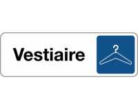 Panneau “Vestiaires” pictogramme cintre – adhésif Alu 250 x 80 mm Argent