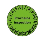 Pastilles vinyle - Prochaine inspection 25 mm - Lot de 7 Vinyle Souple Autocollant coloris vert