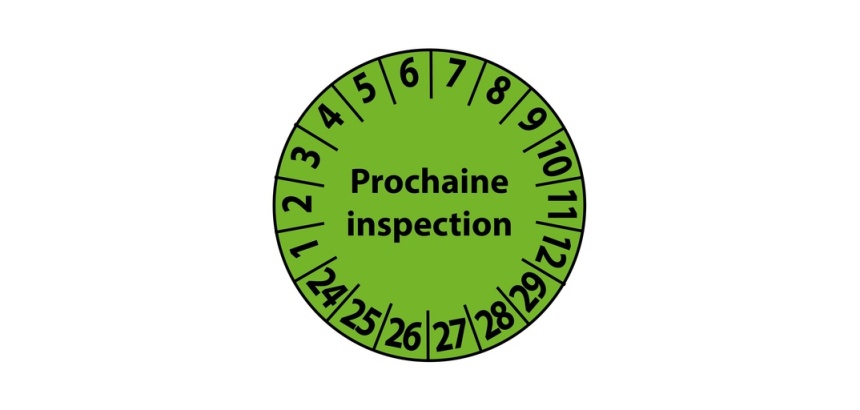 Pastilles vinyle - Prochaine inspection 25 mm - Lot de 7 Vinyle Souple Autocollant coloris vert