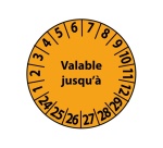 Pastilles Calendrier adhésives - Valable jusqu'à... - Ø 25 mm Vinyle