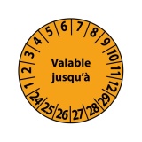 Pastilles Calendrier adhésives - Valable jusqu'à... - Ø 25 mm Vinyle