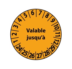 Pastilles Calendrier adhésives - Valable jusqu'à... - Ø 25 mm Vinyle