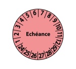 Pastilles inspection Échéance – Coloris rose – Adhésif Ø25 mm Vinyle