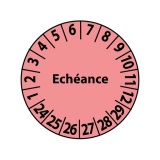 Pastilles inspection Échéance – Coloris rose – Adhésif Ø25 mm Vinyle