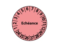Pastilles inspection Échéance – Coloris rose – Adhésif Ø25 mm Vinyle