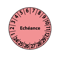 Pastilles inspection Échéance – Coloris rose – Adhésif Ø25 mm Vinyle