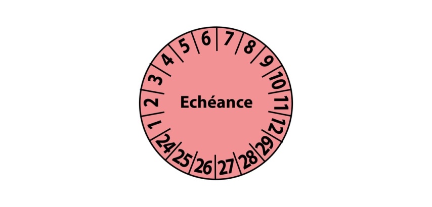 Pastilles inspection Échéance – Coloris rose – Adhésif Ø25 mm Vinyle