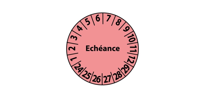 Pastilles inspection Échéance – Coloris rose – Adhésif Ø25 mm Vinyle