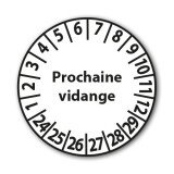 Pastilles Calendrier - Prochaine vidange - Ø 25 mm - Vendues en lot Polymère Laminé