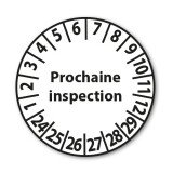 Pastilles Calendrier adhésives - Prochaine inspection - Ø 25 mm Polymère Laminé