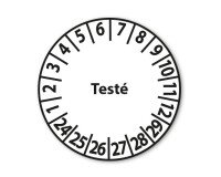 Pastilles Calendrier adhésives "Testé" Ø 25 mm - Vendues en lot