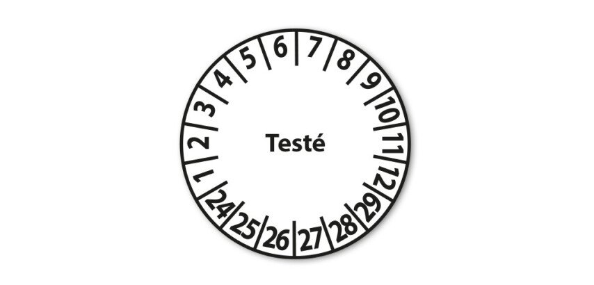 Pastilles Calendrier adhésives "Testé" Ø 25 mm - Vendues en lot
