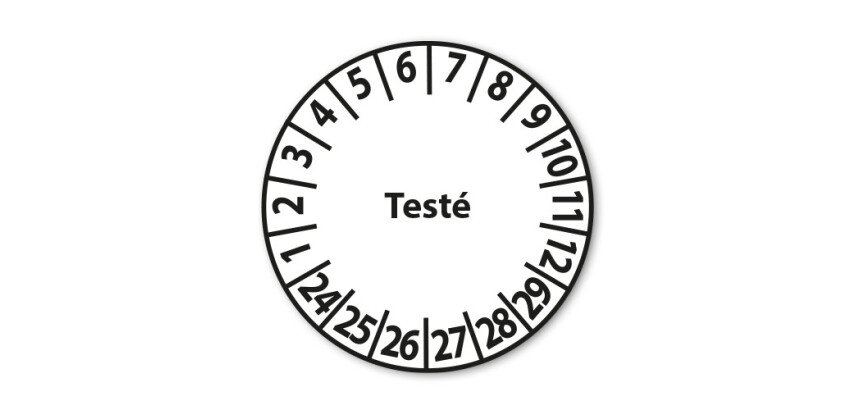 Pastilles Calendrier adhésives "Testé" Ø 25 mm - Vendues en lot