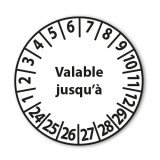 Pastilles d'inspection "Valable jusqu'à" - Adhésif - Ø 25 mm Polymère Laminé