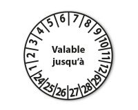 Pastilles d'inspection "Valable jusqu'à" - Adhésif - Ø 25 mm