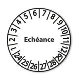 Pastilles d'inspection "Calendrier Échéance" - Adhésif - Ø 25 mm Polymère Laminé