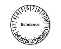 Pastilles d'inspection "Calendrier Échéance" - Adhésif - Ø 25 mm Polymère Laminé