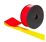 Rubalise textile jaune rouge fluo NF P98-465 – Barrière chantier 50 x 50 mm