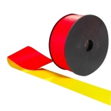 Rubalise textile jaune rouge fluo NF P98-465 – Barrière chantier 50 x 50 mm