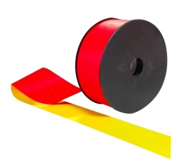 Rubalise textile jaune rouge fluo NF P98-465 – Barrière chantier 50 x 50 mm
