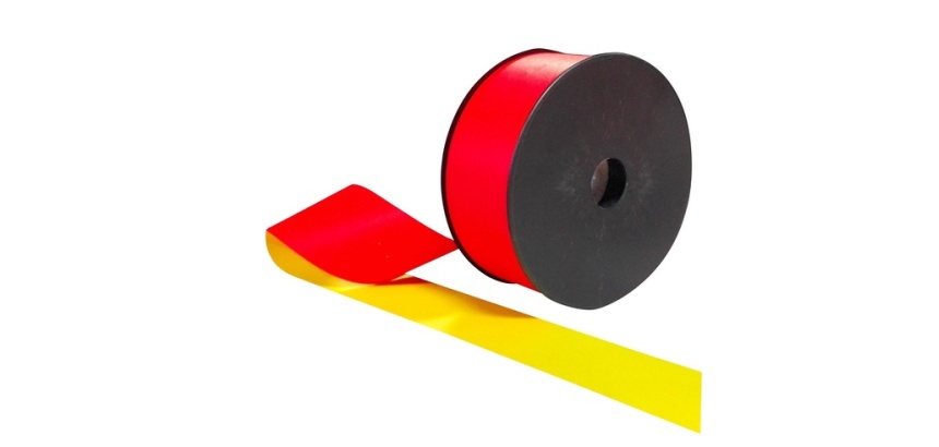 Rubalise textile jaune rouge fluo NF P98-465 – Barrière chantier 50 x 50 mm