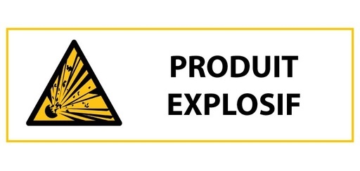 Signalétique de danger - Produit explosif - W002 - ISO 7010 450 x 150 mm Vinyle Souple Autocollant