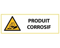 Signalétique de danger - Picto produit corrosif - W023 - ISO 7010 297 x 105 mm Vinyle Souple Autocollant