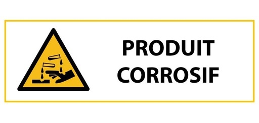 Signalétique de danger - Picto produit corrosif - W023 - ISO 7010 297 x 105 mm PVC 2 mm