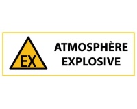 Signalétique danger W021 - Atmosphère explosive - Norme ISO 7010 450 x 150 mm PVC 2 mm