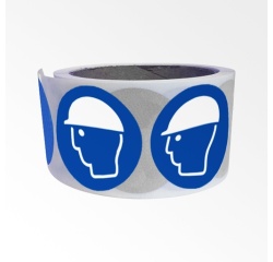 Rouleau de 250 pictos - Casque protection obligatoire - M014 25 mm