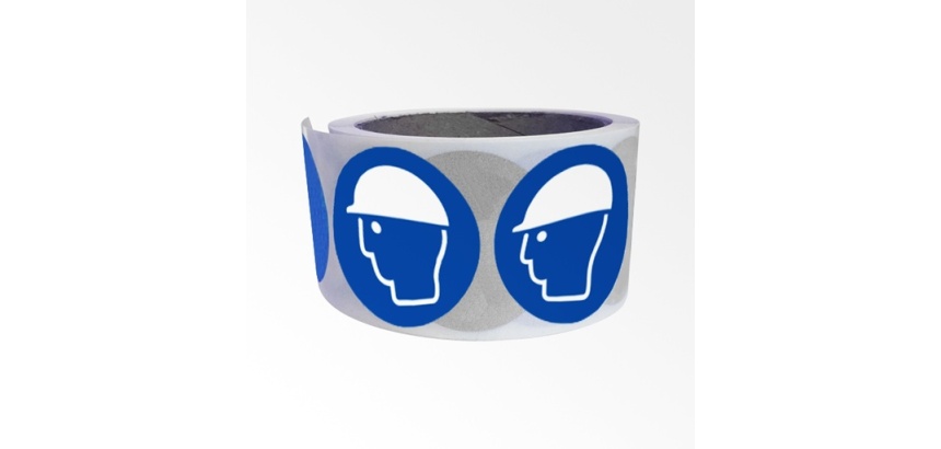Rouleau de 250 pictos - Casque protection obligatoire - M014 100 mm
