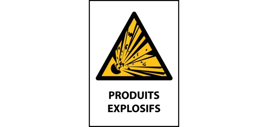 Panneau danger - Produits Explosifs - W002 - Norme ISO 7010 PVC 2 mm A3