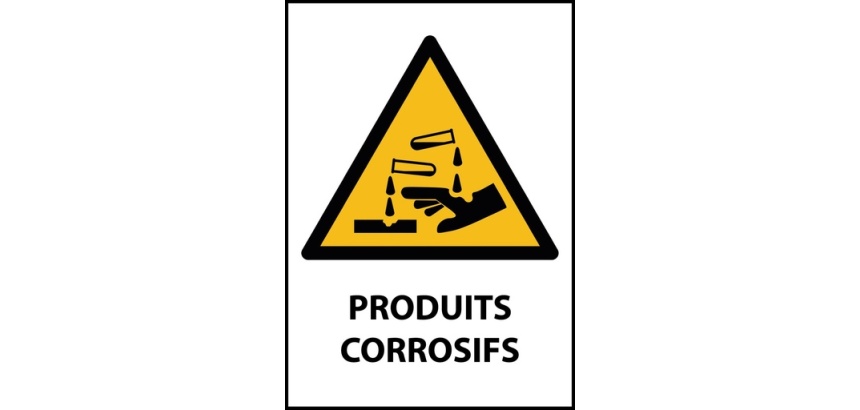 Panneau de danger - Produits Corrosifs - W023 - ISO EN 7010