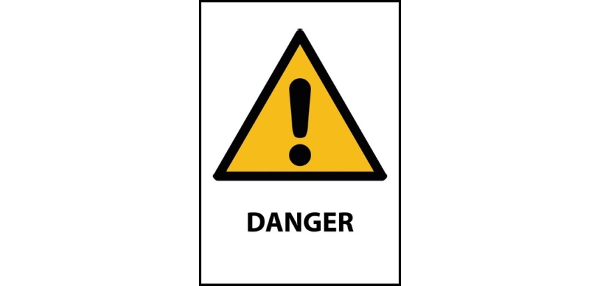 Panneau de danger universel – W001 – Norme ISO EN 7010 sécurité Vinyle Souple Autocollant A5