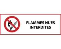 Panneau d'interdiction - Flammes nues interdites - P003 297 x 105 mm PVC 2 mm