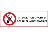Panneau - Interdiction téléphones mobiles - P013 - ISO 7010 450 x 150 mm Vinyle Souple Autocollant
